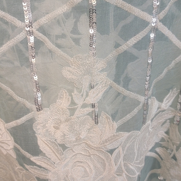 Cross Stitch Pure‎ Organza Silk Pearl Sequin Embroidered Womens Tunic Top Medium - Picture 4 of 9